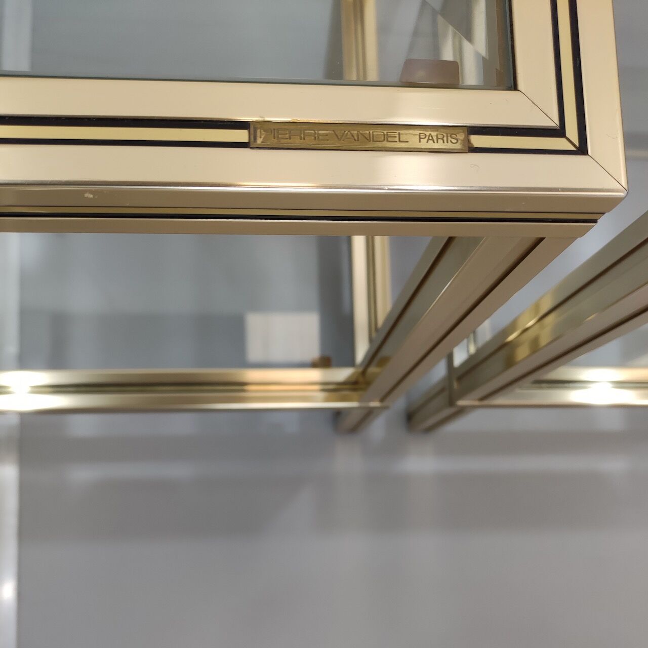 Pair gold Pierre Vandel side tables