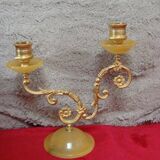 Vintage alabaster and brass candlestick