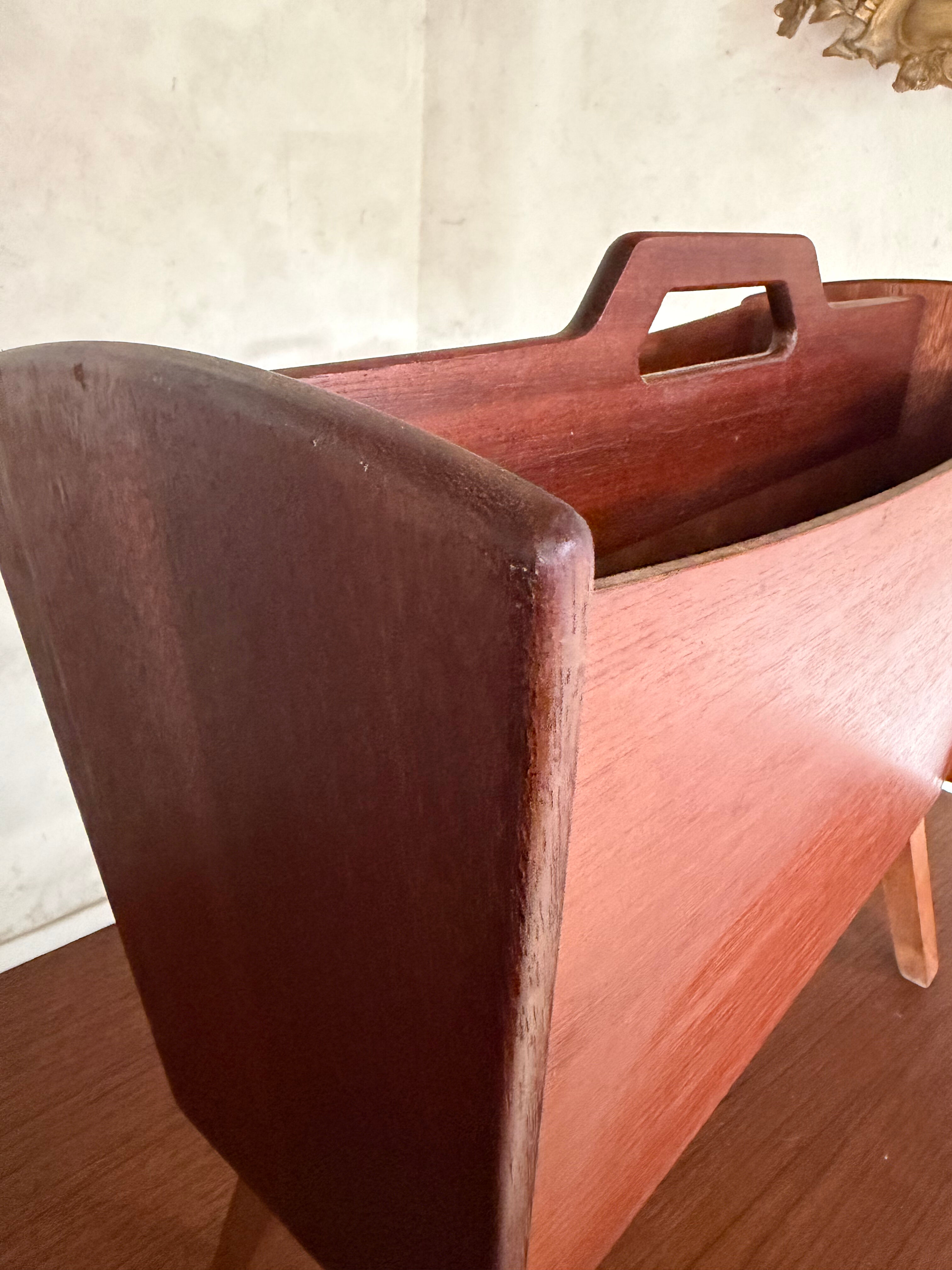 Vintage Scandinavian teak magazine rack