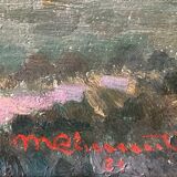 Oil painting representing a village signed and dated 1921