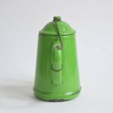 Small vintage green coffee maker in enameled sheet metal