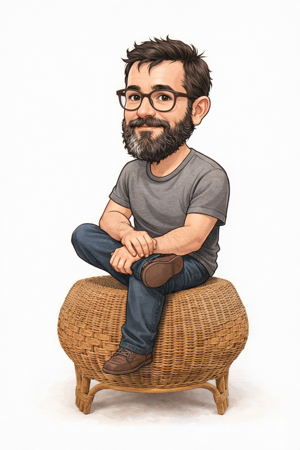 Vintage Italian design rattan wicker ball stool from the 1970s.