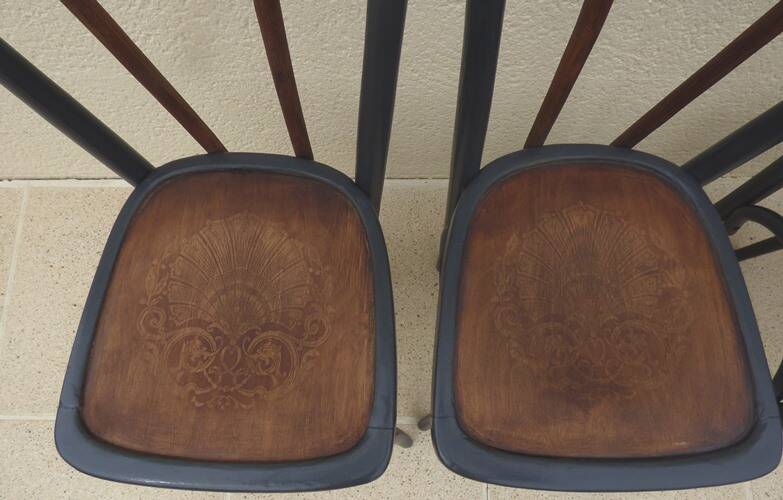 4 old Luterma bistro chairs with patterned seats – Completely refurbished