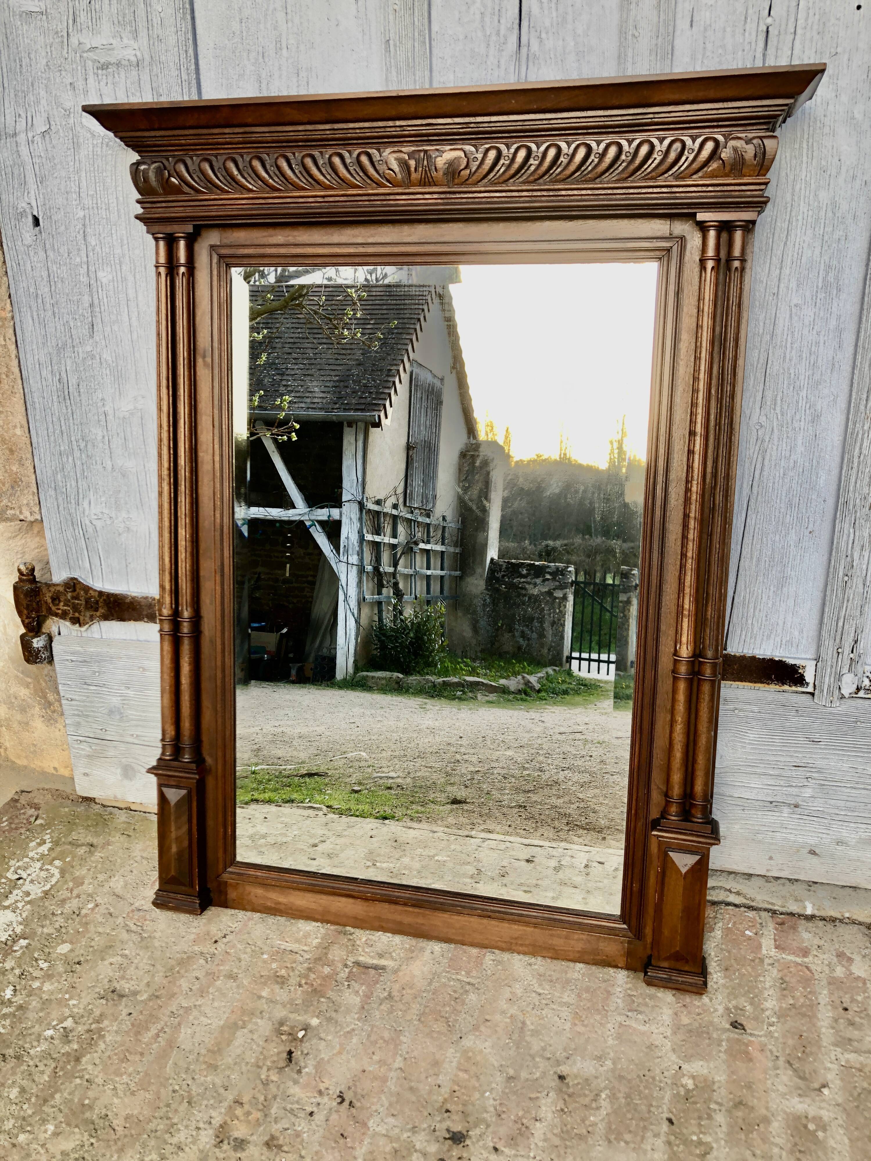 Rectangular mirror, wooden trumeau 120x139