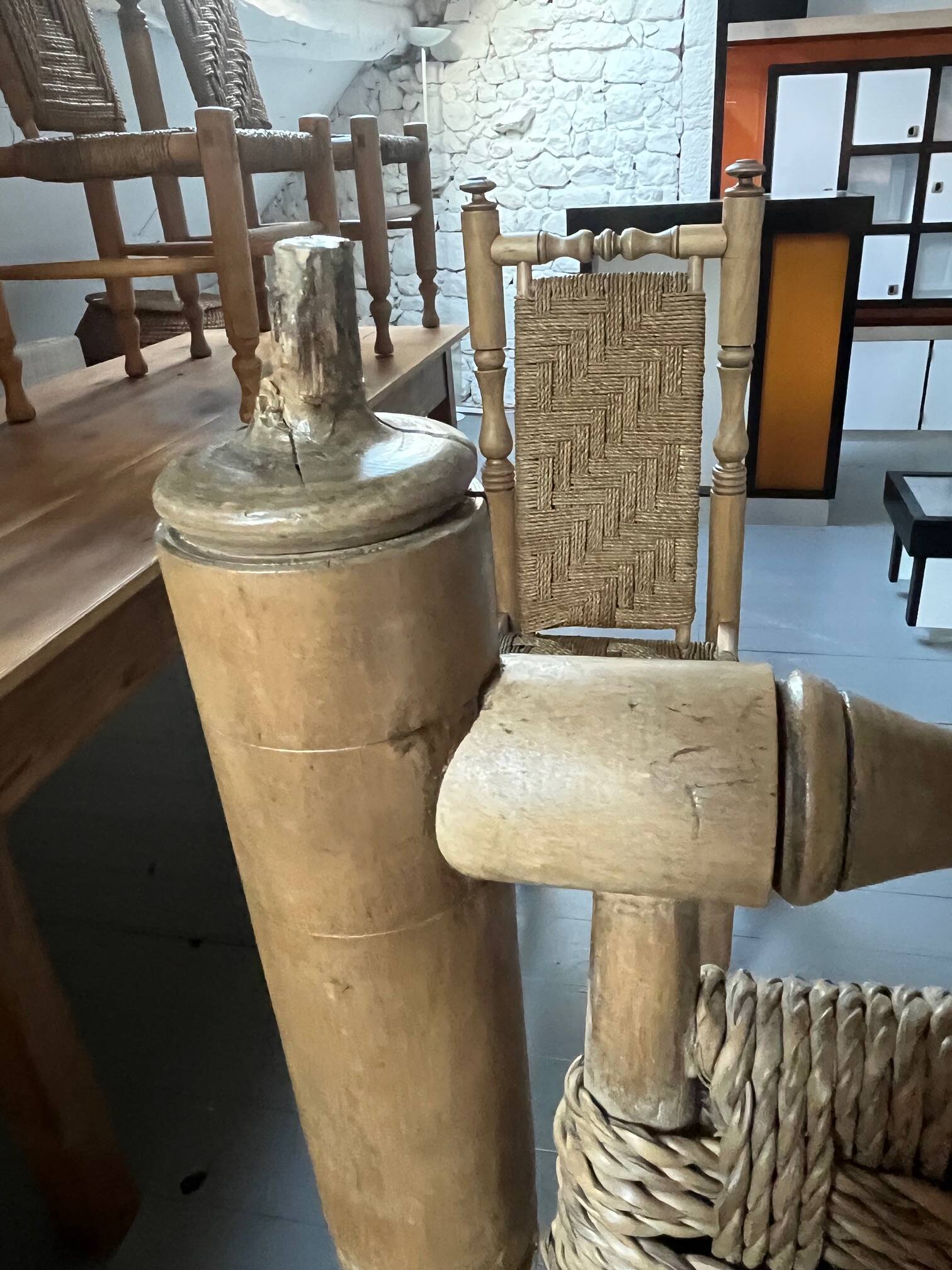 6 wooden and rope chairs attributed to Adrien Audoux & Frida Minet