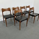 Set of 6 model 71 teak dining chairs by Niels O Møller for JL Møllers 1950s