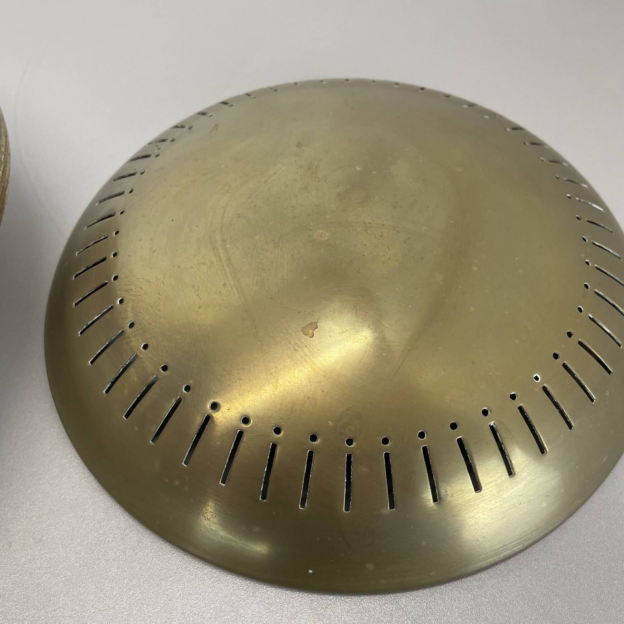 Large 30cm Brass Italian Stilnovo Style Theatre Wall Ceiling Light, Italy 1950s