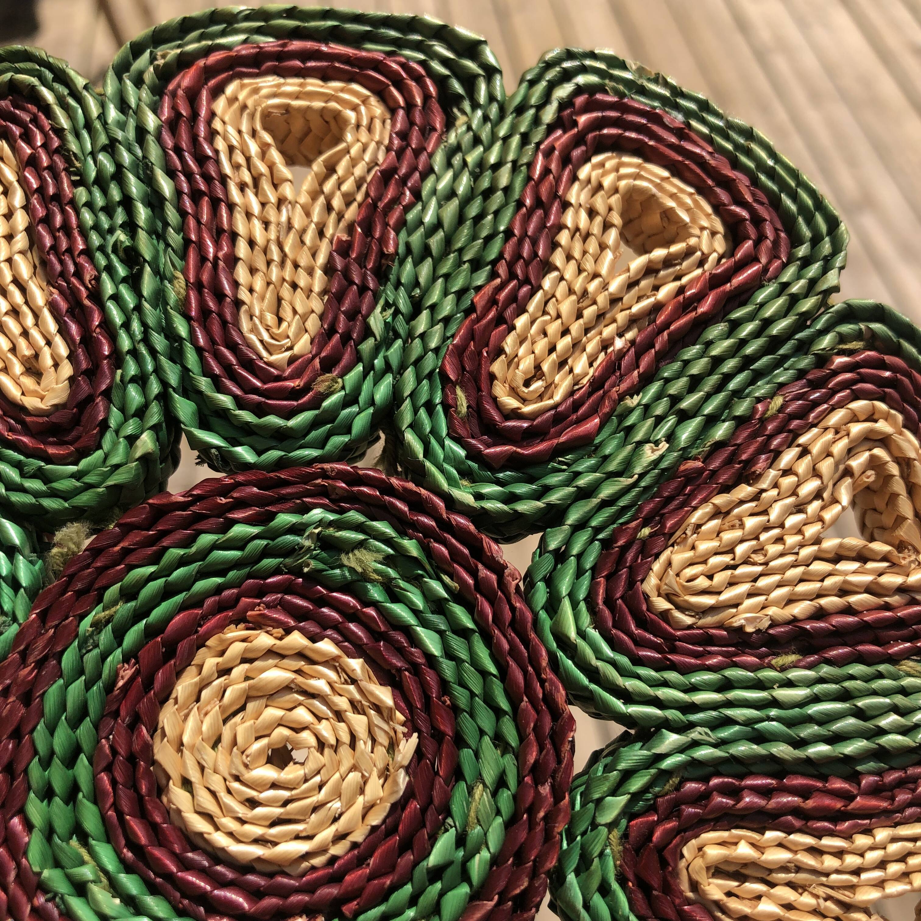 Vintage braided straw underside