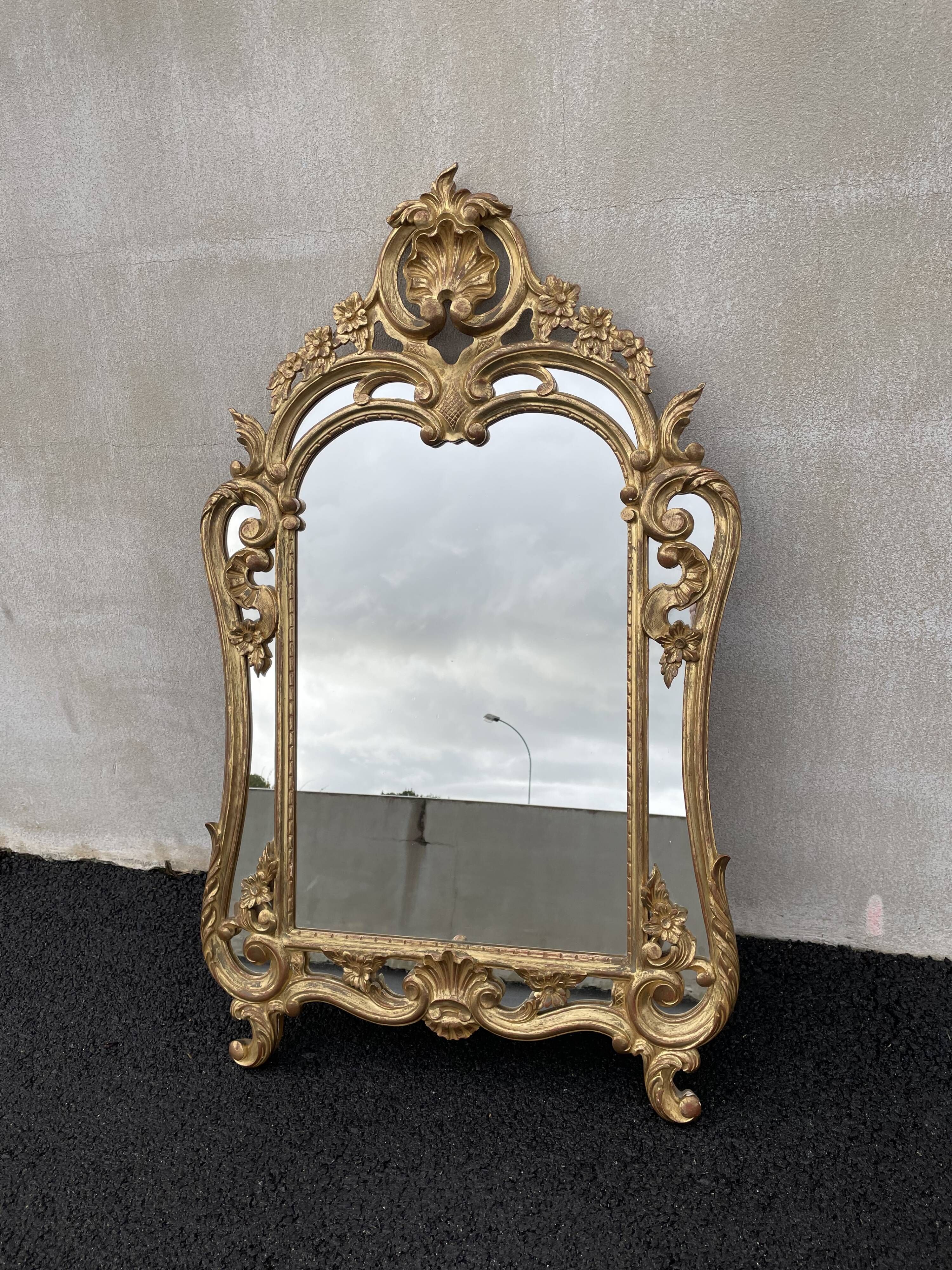 20th century gilded wooden mirror with bezels h120 x l71