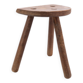 Tabouret tripode en bois, années 50