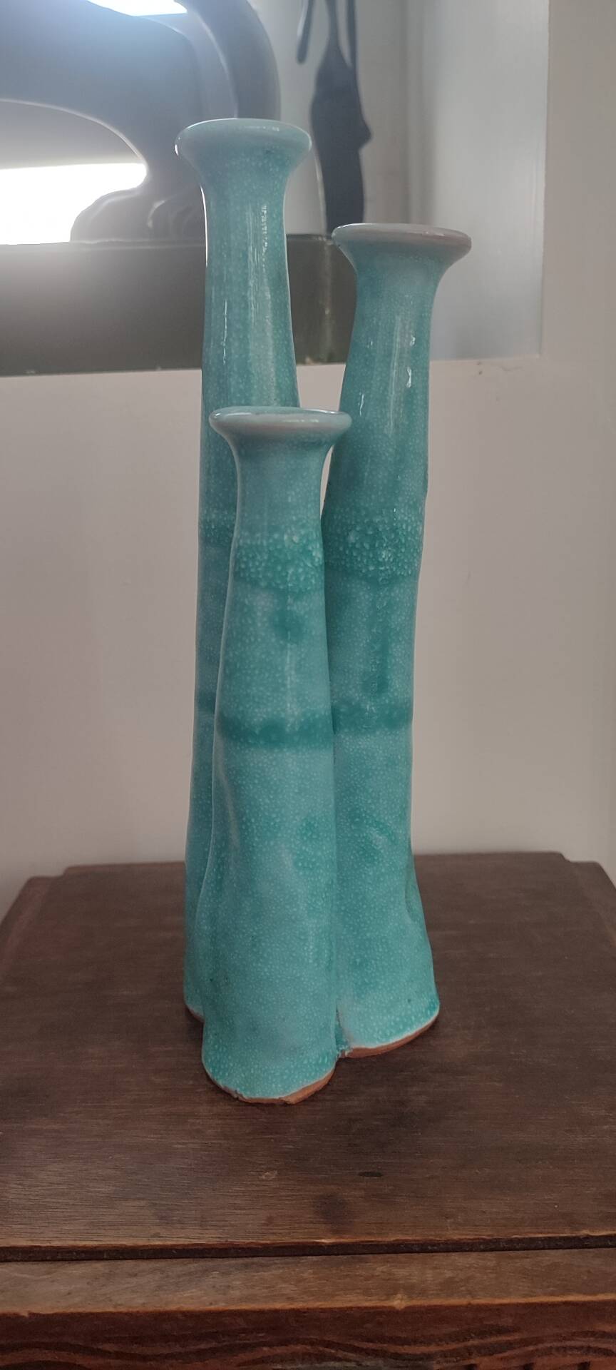 "Organ" triple soliflore vase in artisanal ceramic