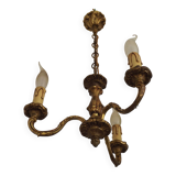 French Antique Art Nouveau Style 3-Light Quality Bronze Chandelier