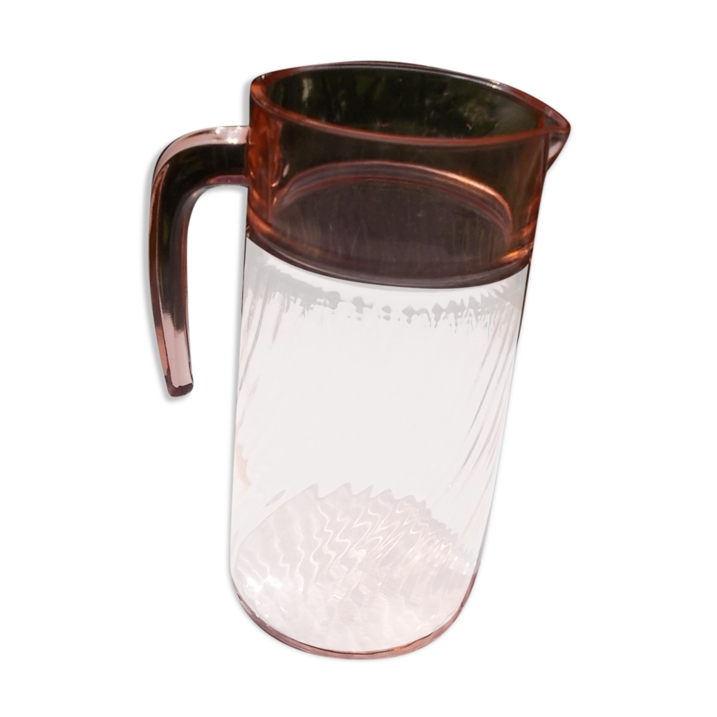 Pink glass pitcher jug