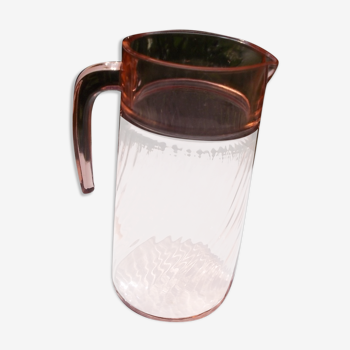 Pink glass pitcher jug