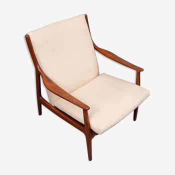 Fauteuil en teck et seigle et coussin d'assise, architecte danois