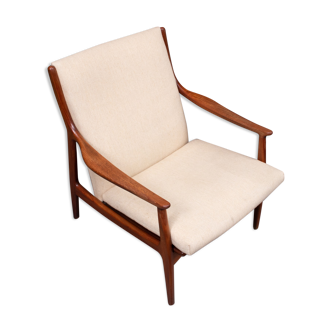 Fauteuil en teck et seigle et coussin d'assise, architecte danois