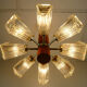1960s temde 8-light pendant lamp sputnik chandelier teak glass metal