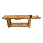 French carpenter's workbench made of solid beech, early 20th century.