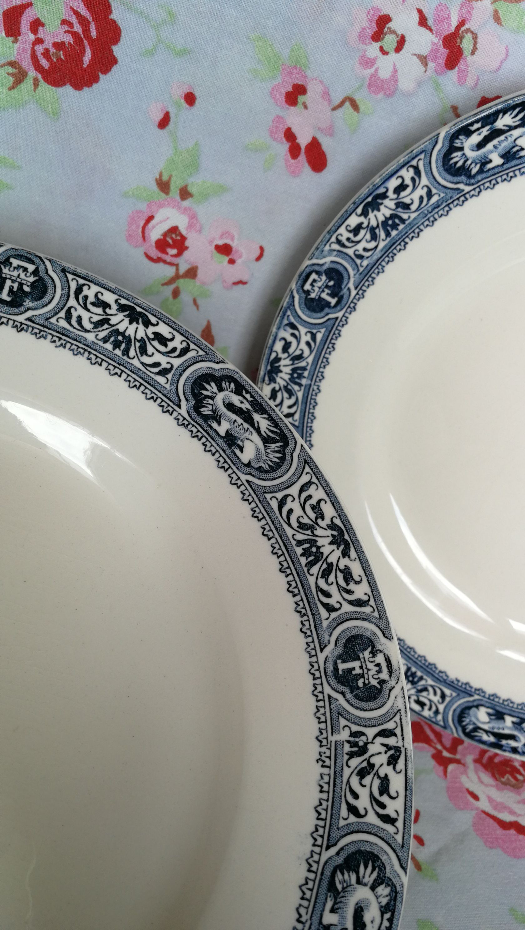 6 flat plates made of blue iron earth from Salins, François 1st