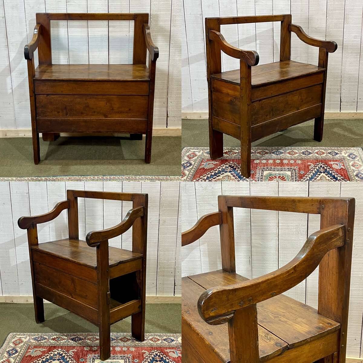 19th century fir fireplace bench