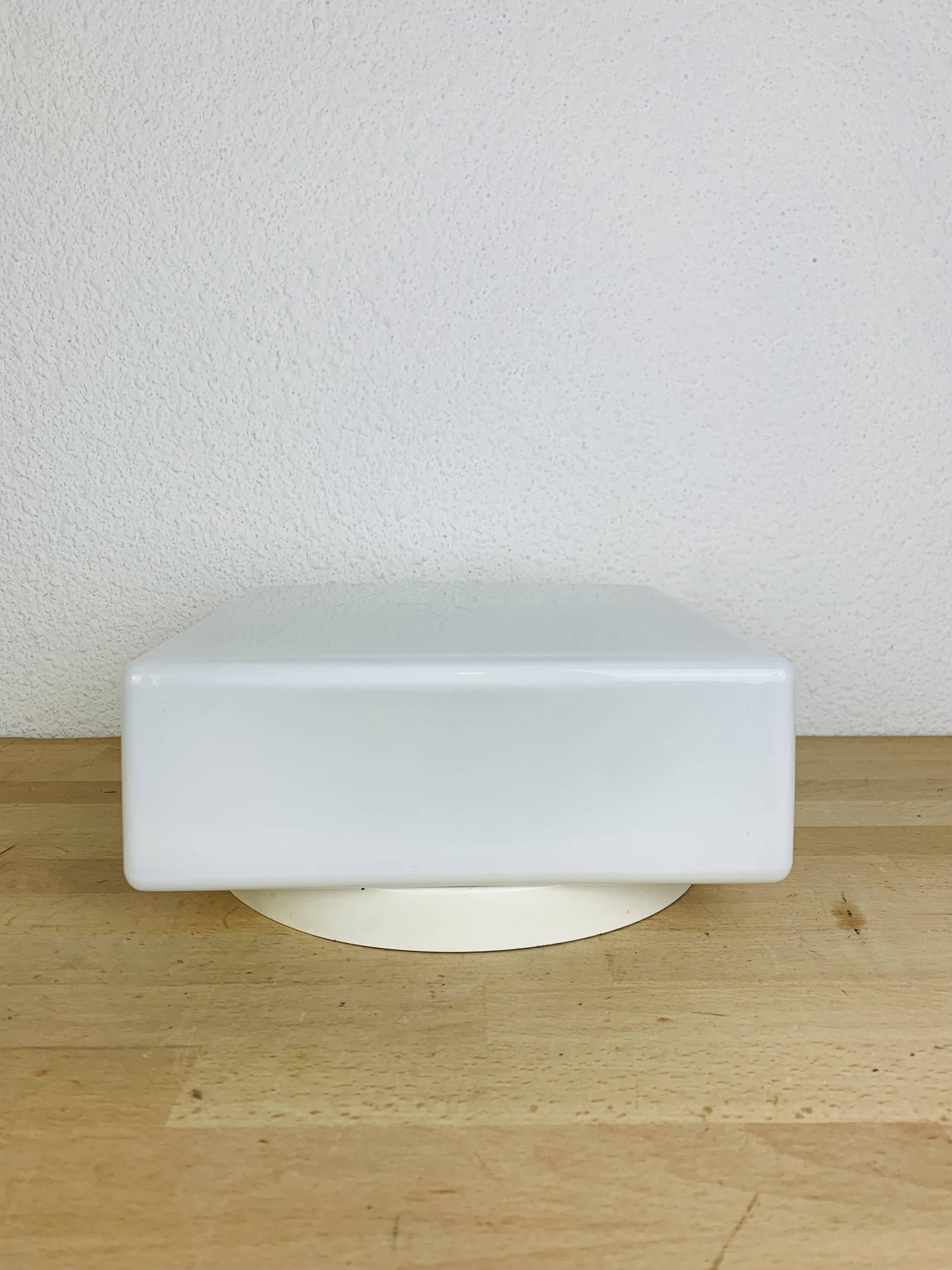 Lita 70s square opaline wall light, ceiling light