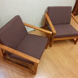 Paire de fauteuils en pin
