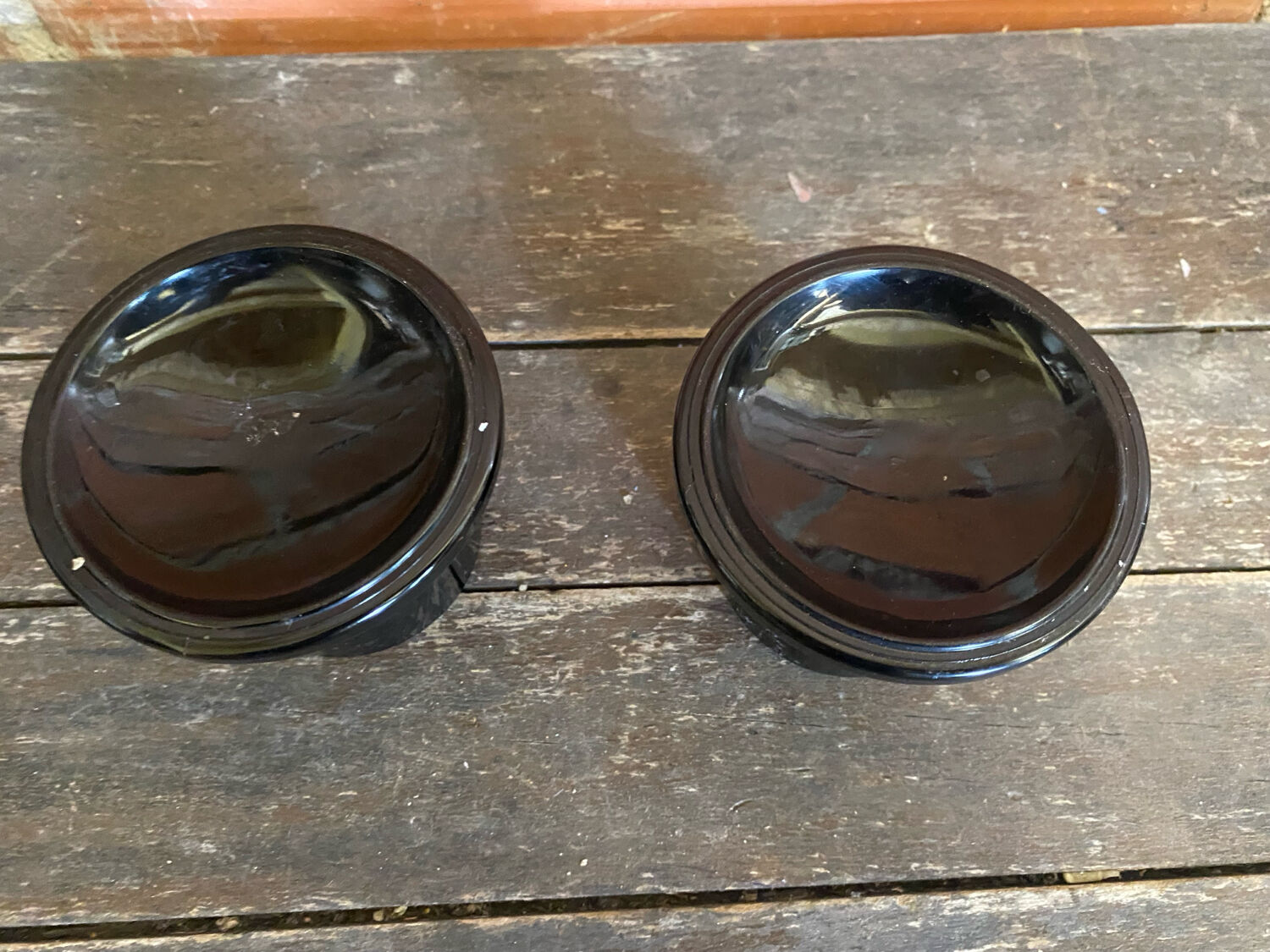 Pair of Vintage 1970s Space Age Black Opaline Candle Holders