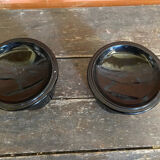 Pair of Vintage 1970s Space Age Black Opaline Candle Holders