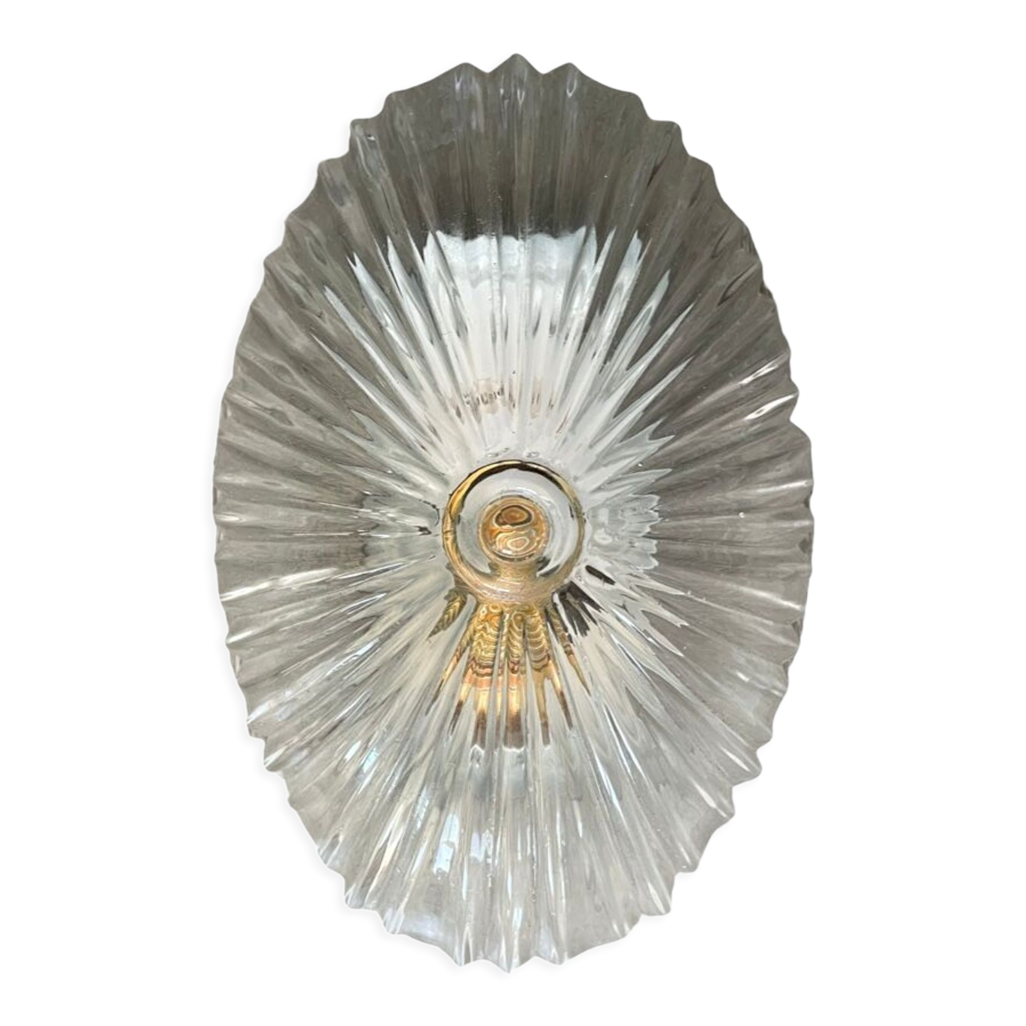 Vintage pebble wall lamp in chiseled glass corrugated shape