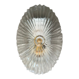 Vintage pebble wall lamp in chiseled glass corrugated shape