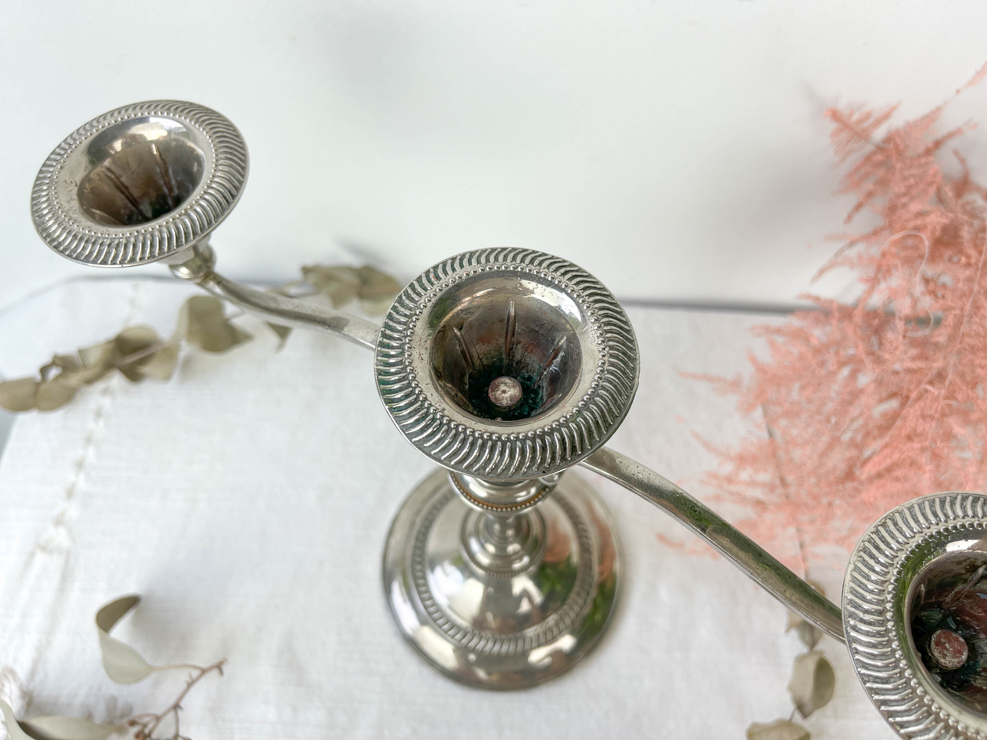 Silver candle holder 3 candles