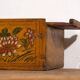 Antique Asian ochre-colored box with lotus flowers (c.1900) #1