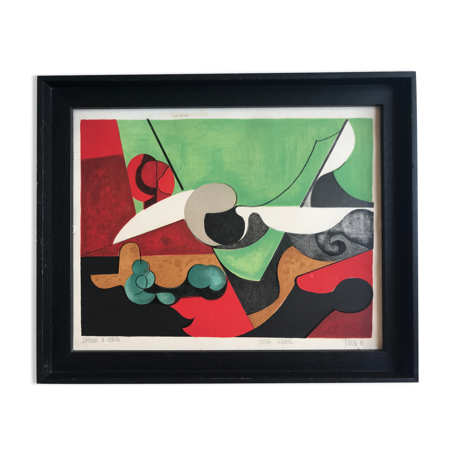 Original lithograph signed by Danièle PERRÉ (1924-2009) Abstract composition, 1961.