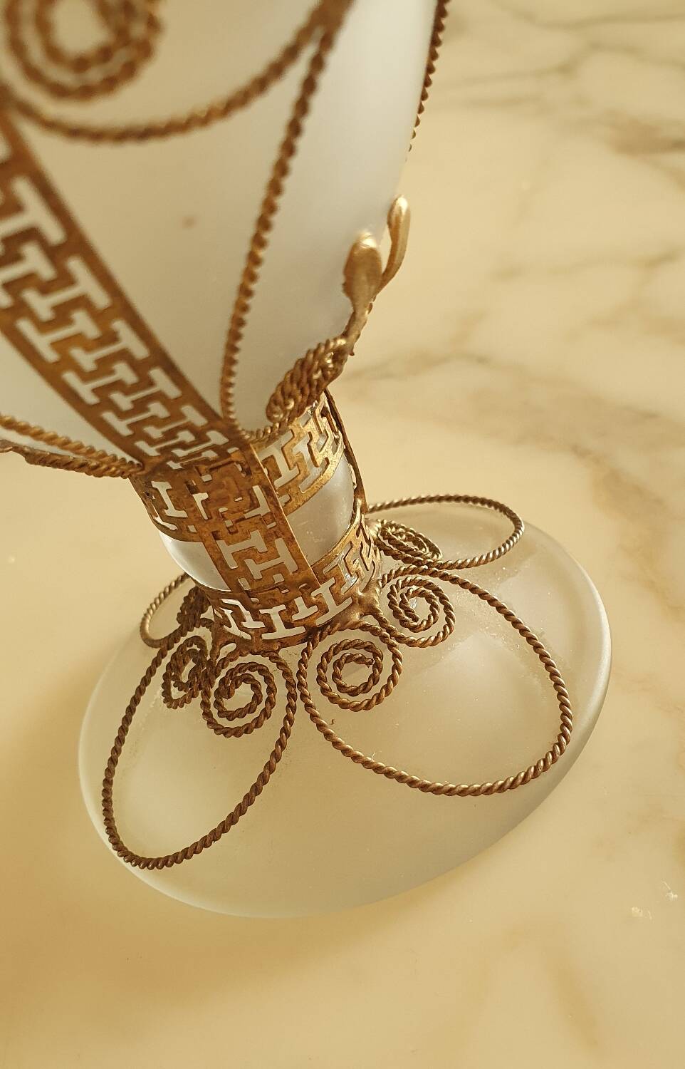 Glass and brass vase