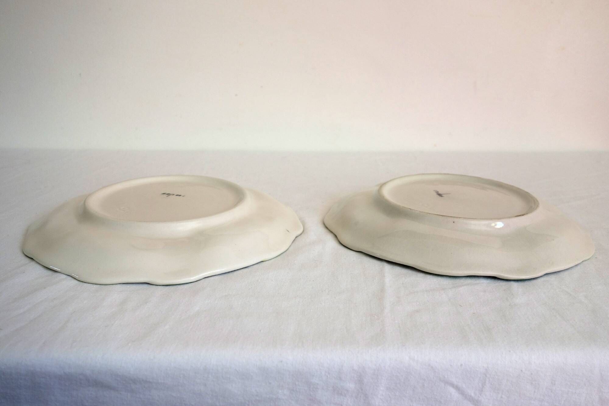 2 vintage apple barbotine plates signed Francesco Guarino