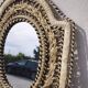 Wall mirror peacock filigree in rattan and wicker