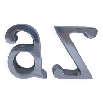 Paire de serre-livres "A" et "Z" en fonte d'aluminium