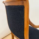 Biedermeier Armchair in Walnut & Black Boucle, South Germany, 1835