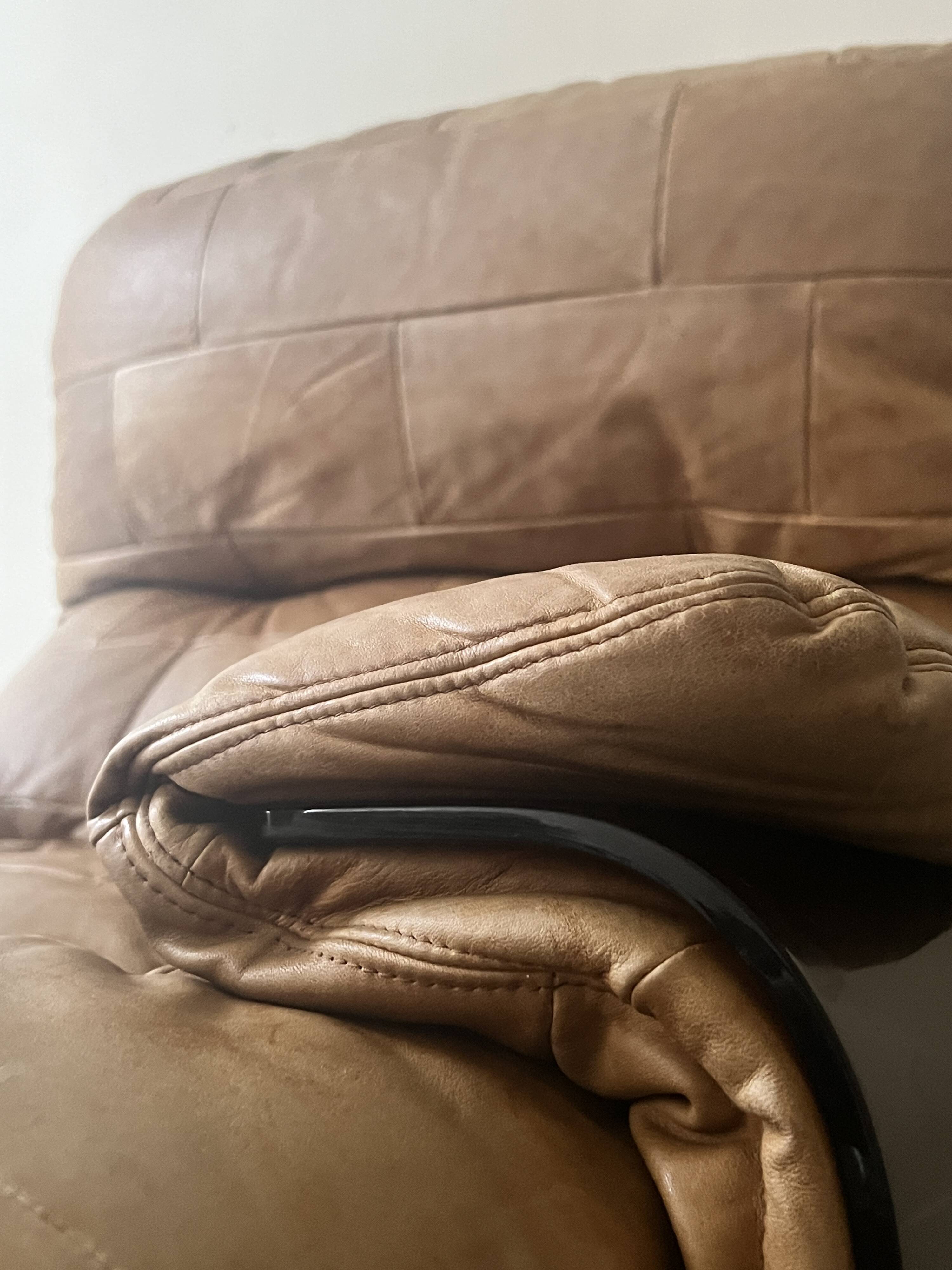 Marsala natural leather armchair by Michel Ducaroy for Ligne Roset, 1970