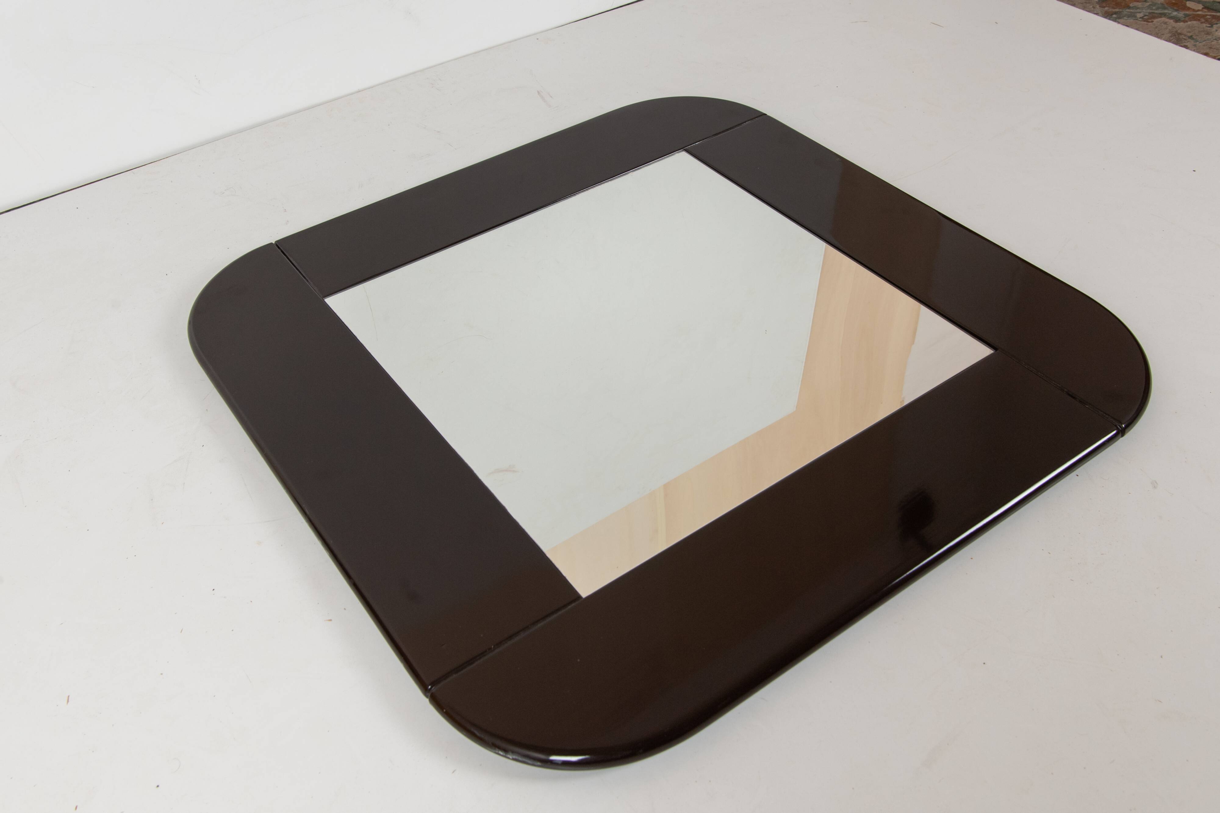 1980s vintage black square mirror