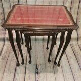 Set of baroque tables with leather