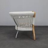 Handcrafted Italian lounge chair by Driade in wood, rope & leather, Italy, 1990s