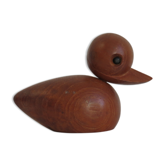 Vintage teak wooden toy duck by Empire 1960s Hans Bollinger style