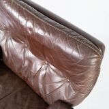 Chaise facile rembourrée avec cuir brun patiné et cadre en métal, conçu par Arne Norell