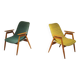 Pair of yellow and green resin and wood armchairs by Miroslav Navratil