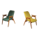 Pair of yellow and green resin and wood armchairs by Miroslav Navratil