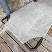 Antique folding military camp bed – khaki green canvas and metal