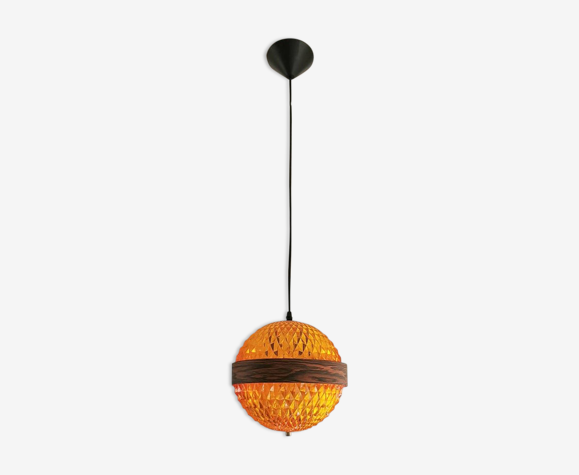Lampe à suspension en plastique orange 70s