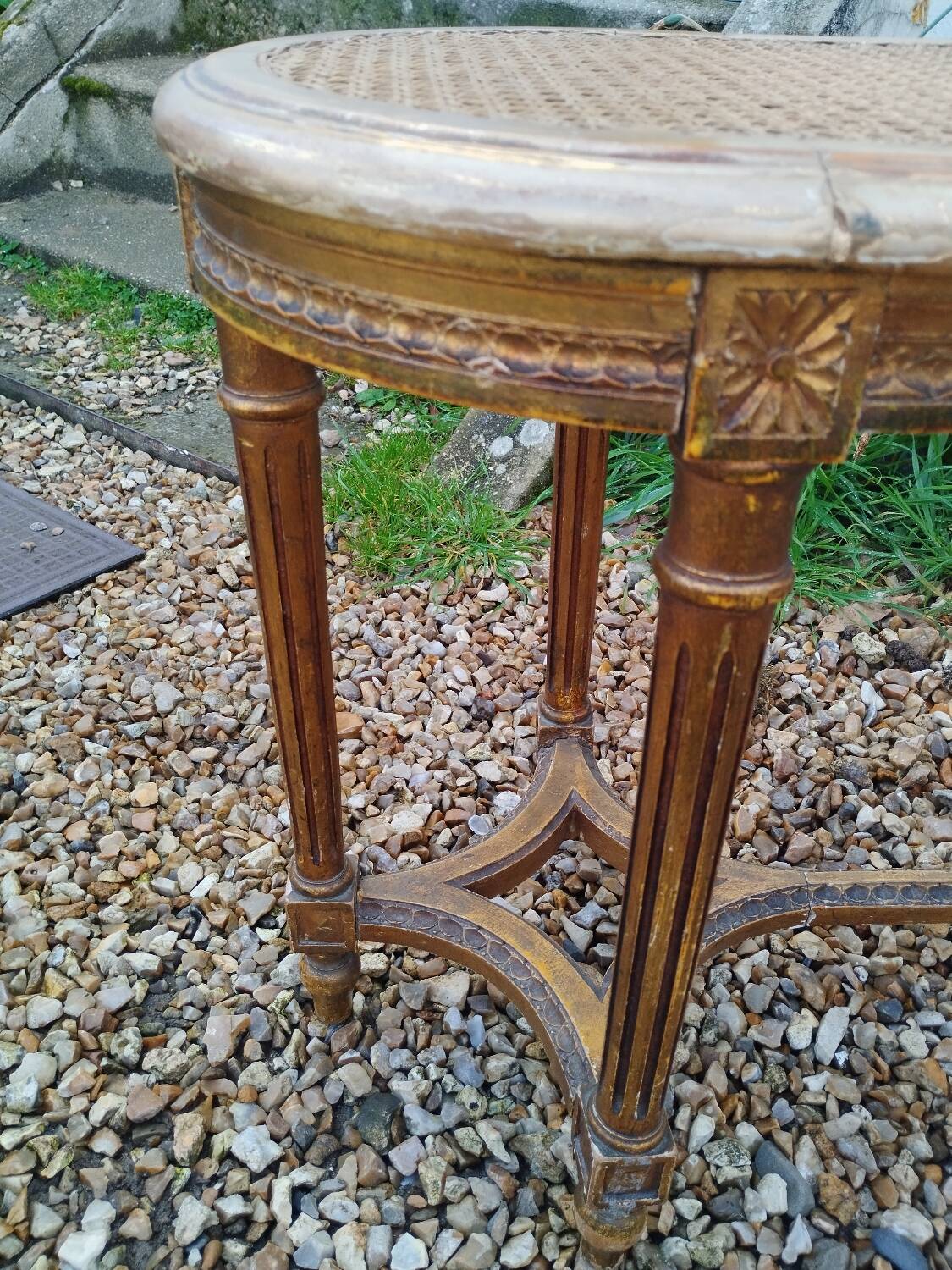 Louis XVI style gilded wood piano bench