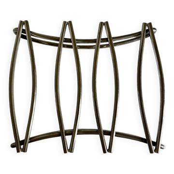 Dessous de plat moderniste en métal argenté poinçonné 1960